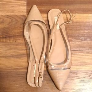 Nude and clear flats